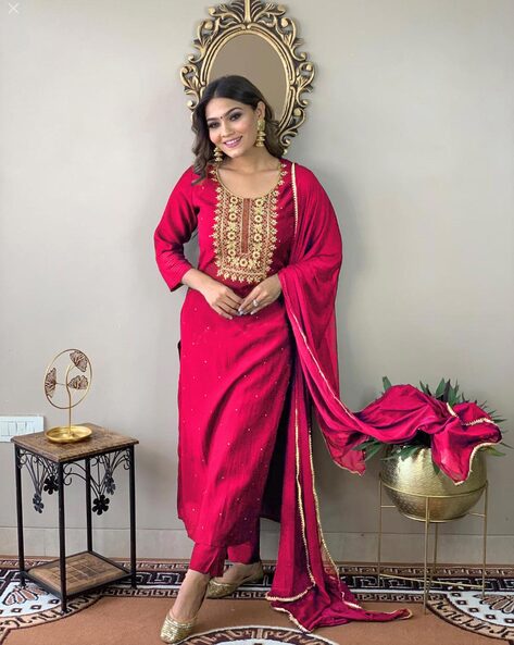 Buy Pink Chanderi Silk Trendy Salwar Suit Online : 228998 -