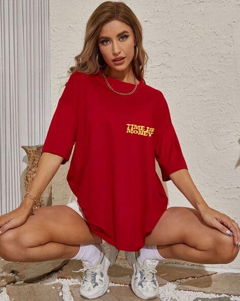 red oversized t shirt dress Solid Bright Red T-shirt Dress for Women, Cute Aesthetic Fashion Shirt Dress, All over Print, Loungewear, Aloha Hawaiian Beach Dress
