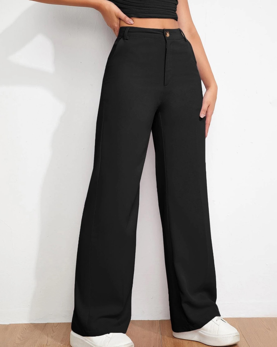 Buy Linen Pants Women Cotton Linen Elastic Waist Drawstring Long Casual  Wide Leg Pants at Amazon.in