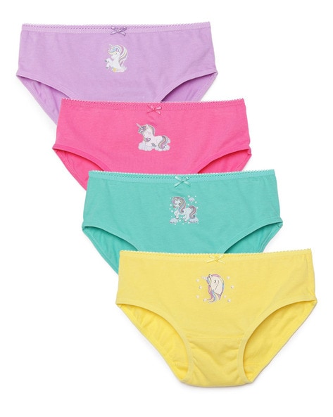 Girls Printed Knickers Briefs Underwear Set of 5 Unicorn Stars