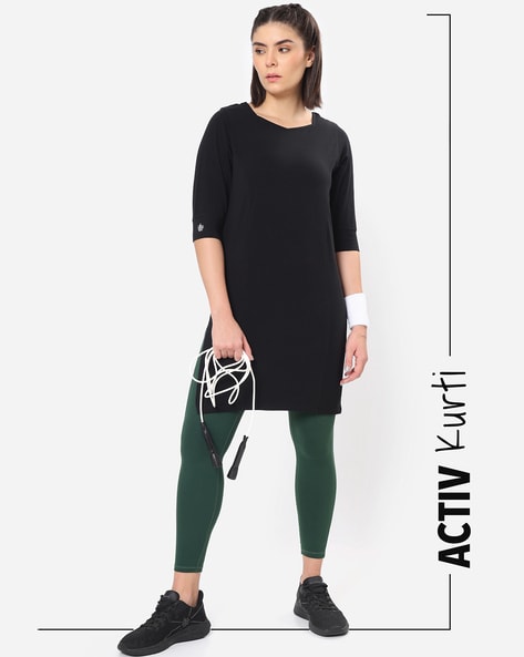 Black Rayon Readymade Kurti 148036 | Kurti designs, Leggings fashion, Long  sleeve dress