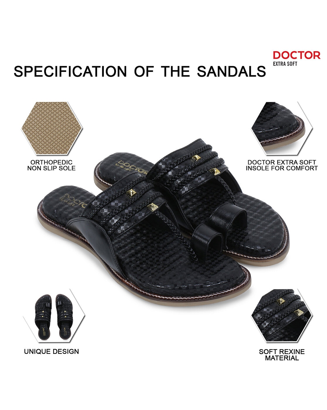 Black Cork Sole Sandal leather shoes for men | Rapawalk