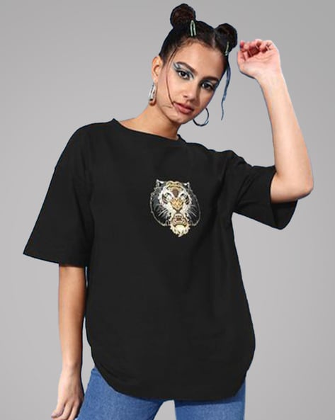 Buy Black Tshirts for Women by VEIRDO Online