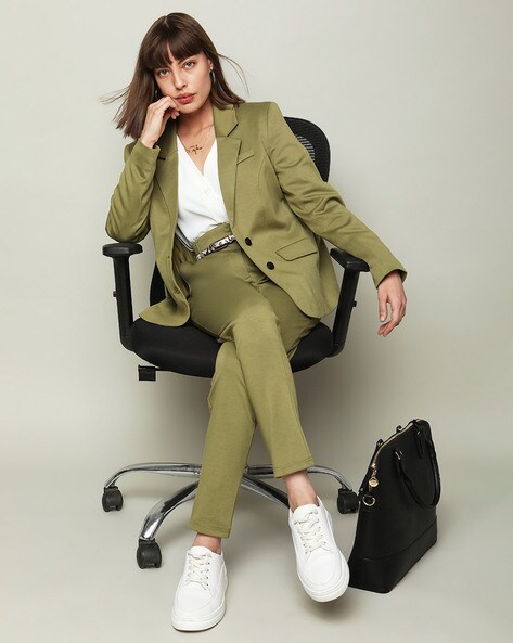 Olive green on sale double breasted blazer