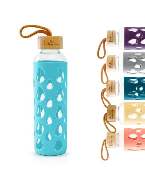The Better Home Borosilicate Glass Water Bottle with Sleeve 550ml