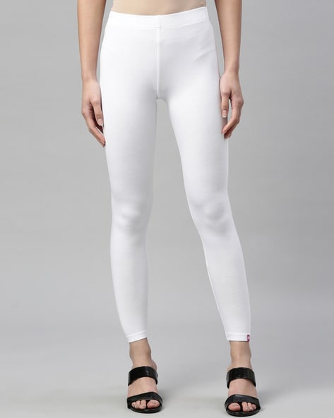 Women's White Color Ankle Length Stretch Legging – Trendsia