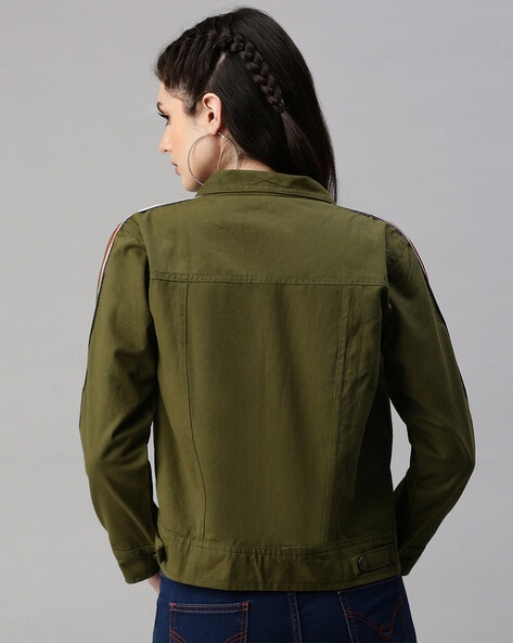 Full Sleeve Ladies Olive Green Denim Jacket at Rs 220/piece in New Delhi |  ID: 22941418891