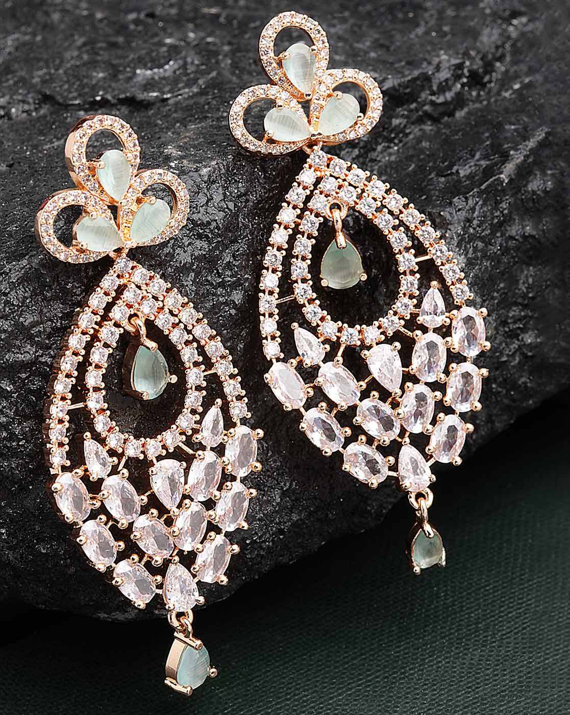 Unique American Diamond Long Party Earring - Aferando