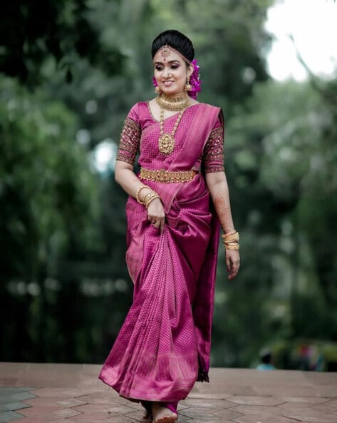 Look Your Best at Any Occasion with Our Soft Kanjeevaram Purple Silk Sarees  – Sareeko