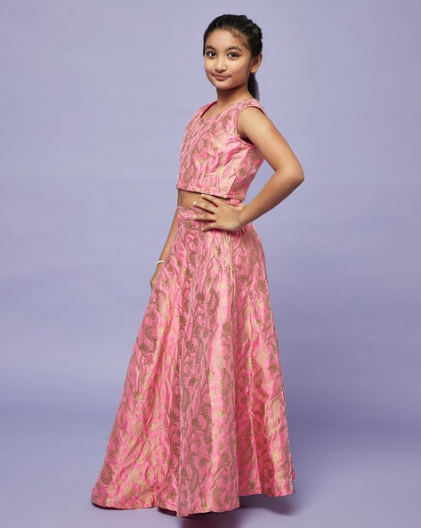 Buy Hot Pink Embroidery Lehenga Choli by FAYON KIDS at Ogaan Market Online  Shopping Site