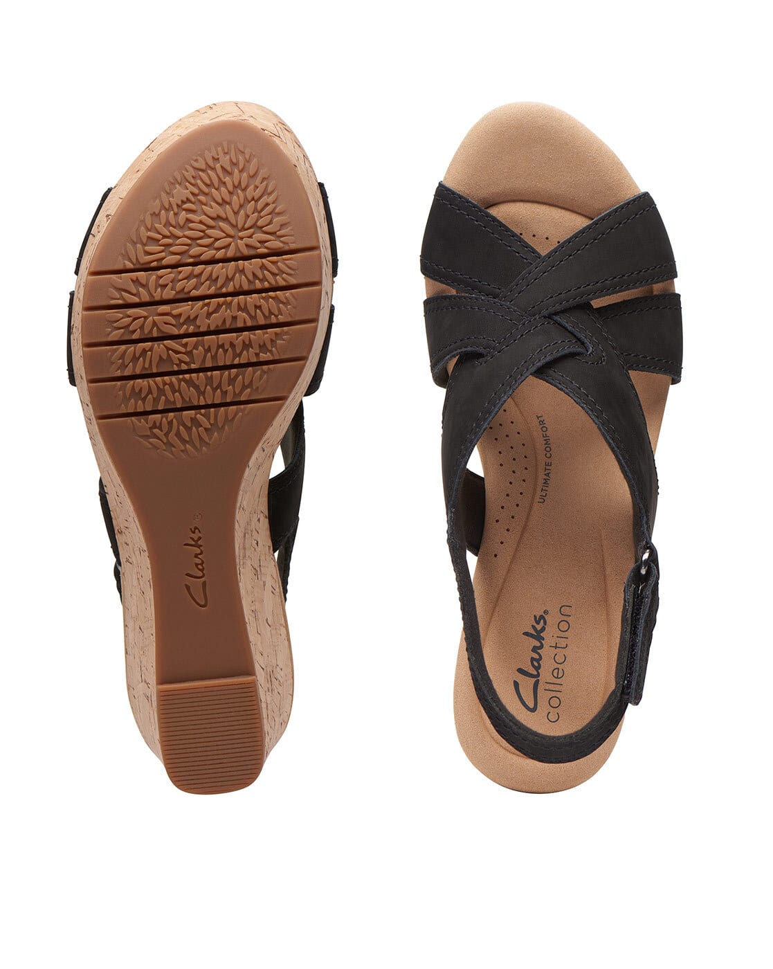 Wedge Sandals Clarks Adjustable Sandals Cross-Strap Slingback