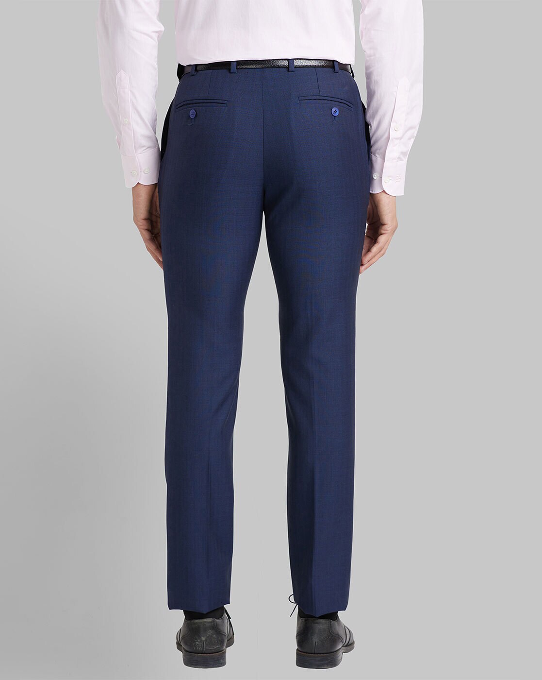 Buy Park Avenue Regular Fit Self Design Blue Trousers online