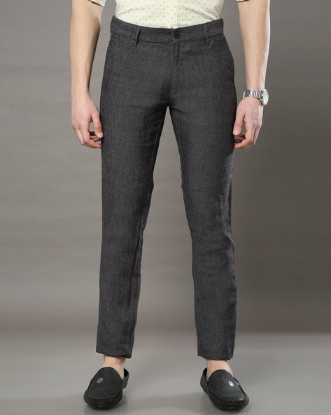 Parker Flat Front Stretch Wool Trouser in Charcoal (Modern Straight Fi