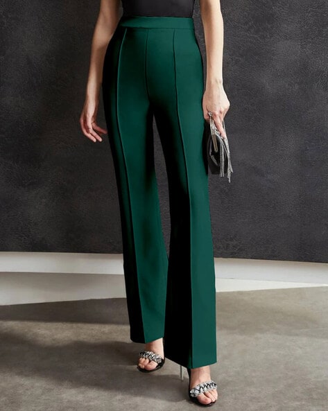 Buy Women Mint Green Scuba Front Button High Waist Pants Online At Best  Price  Sassafrasin