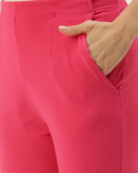 Topshop Tailored slouch peg-leg pants with button flap in pink - part of a  set - ShopStyle