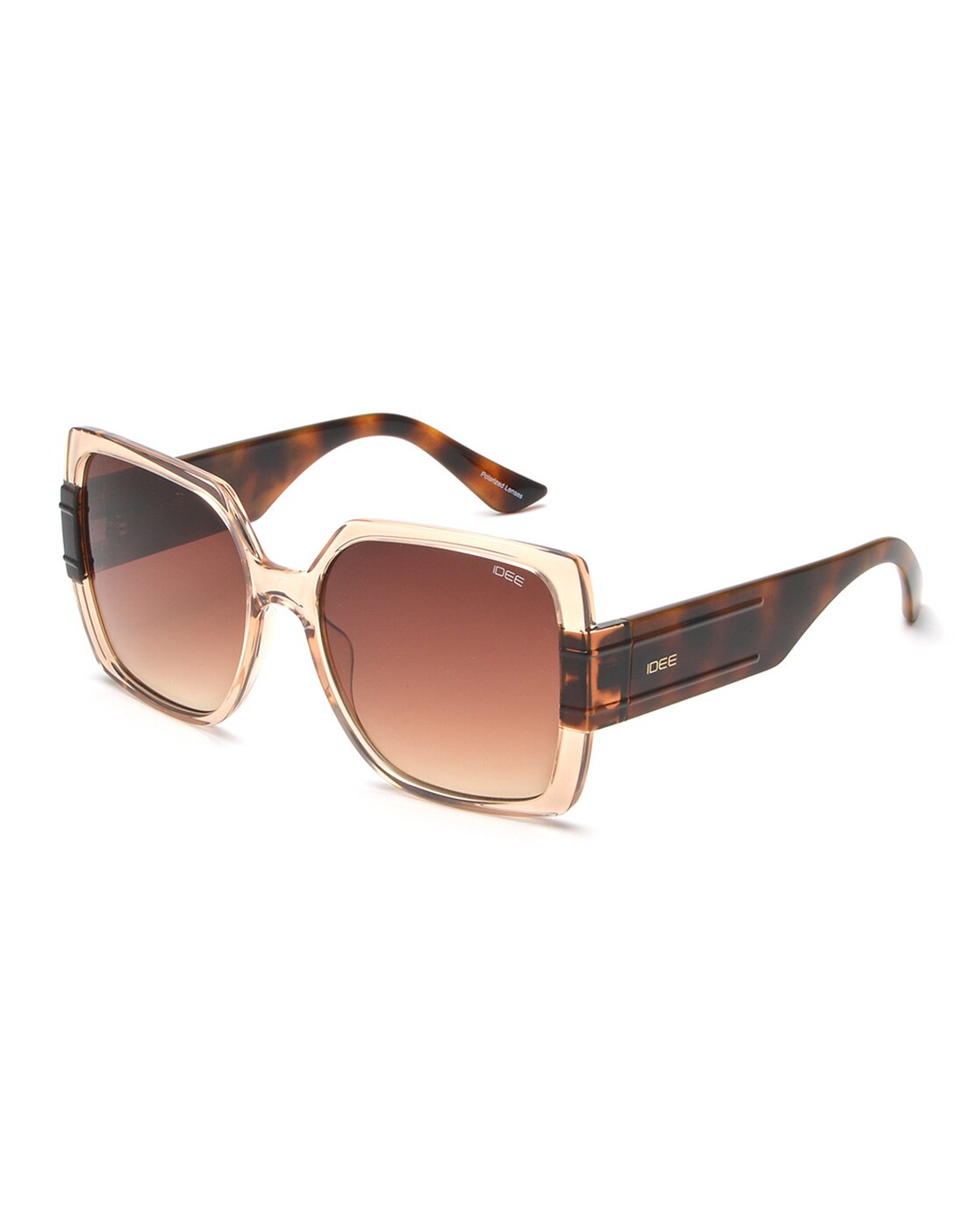 Oversized rectangular sunglasses in dark brown injection