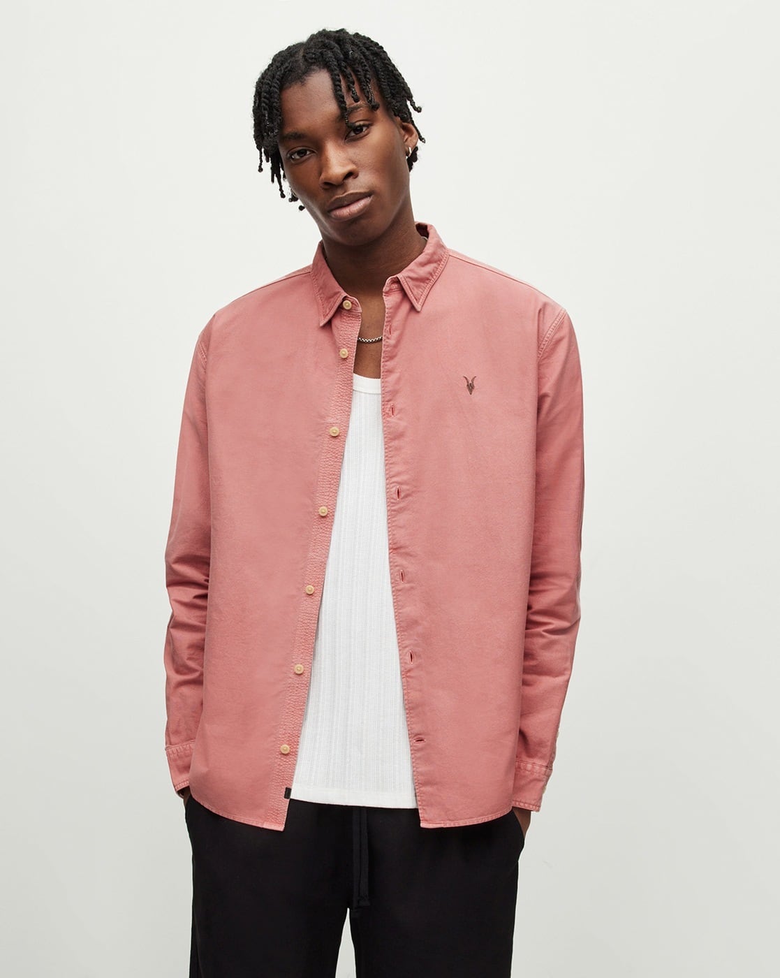 Buy ALL SAINTS Hermosa Cotton Relaxed Fit Shirt | Salmon Pink