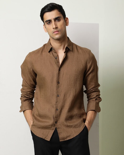 Men Linen Slim Fit Shirt