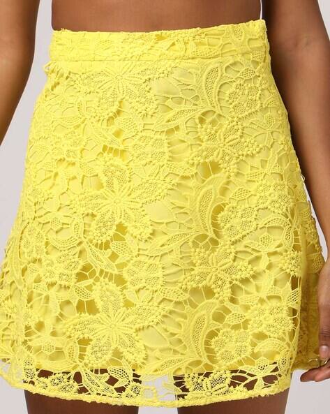 スカート naviverse Flower Lace Skirt Yellow Skirt Women Yellow Tull | Skirt Yellow Lace | Yellow Flower