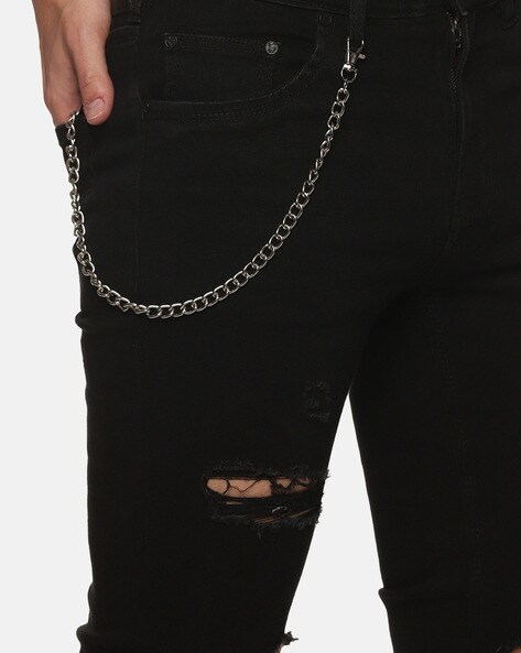 Skinny Jeans with Chain - Black - Men