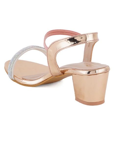 Public Desire Wide Fit Rayelle heeled sandals with square toes in rose gold  | ASOS