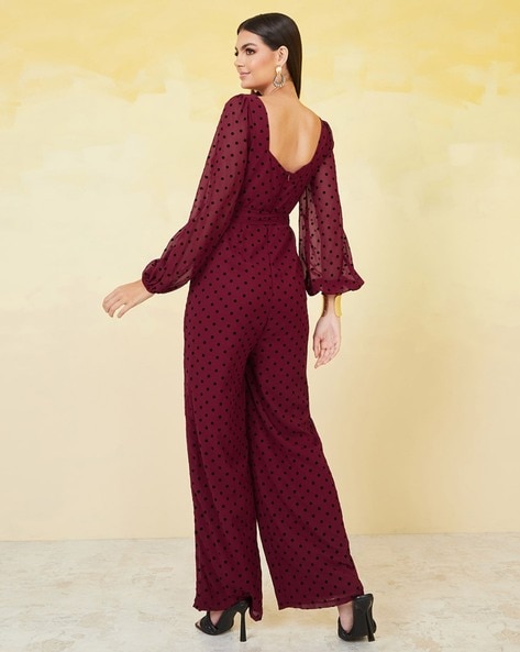 Burgundy polka sales dot jumpsuit