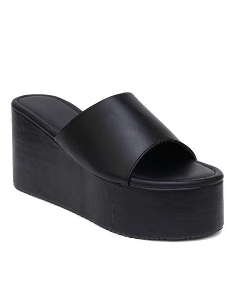 Leather best sale platform wedges