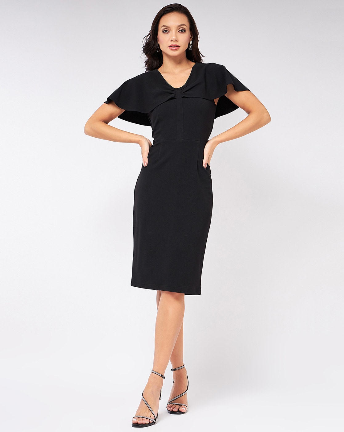 Wrapped Up In Love Black Satin Faux-Wrap Midi Dress | Midi dress with  sleeves, Nordstrom dresses, Dress