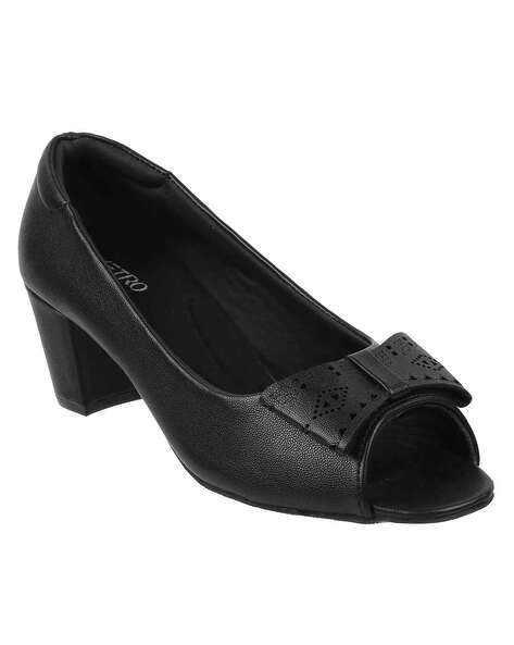 Walk This Way Heels - Black Closed Toe Shoes with 3 Inch Block Heels