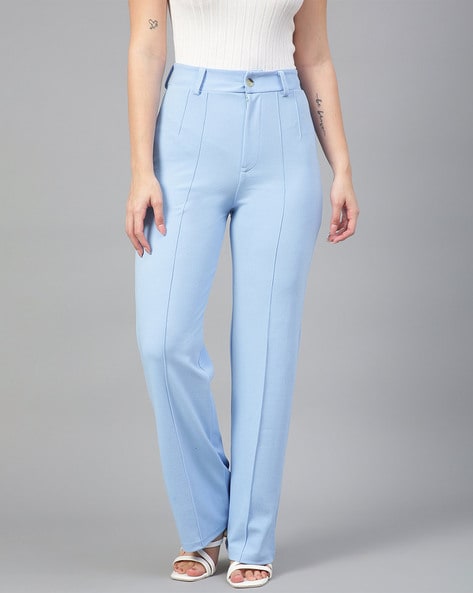 Buy online Blue Solids Pleated Trousers from bottom wear for Women by  Broadstar for ₹1199 at 60% off | 2024 Limeroad.com