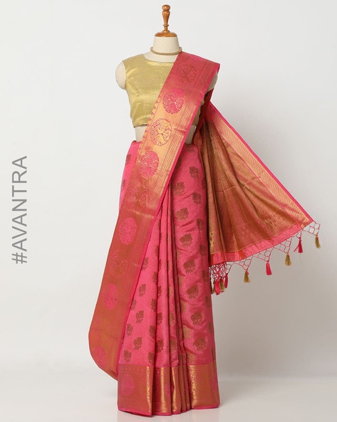 Dark Pink Banarasi Silk Saree | Leemboodi