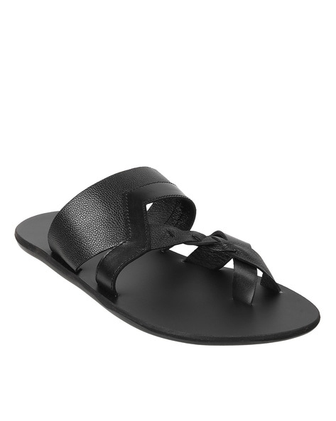 Mens leather discount sole flip flops