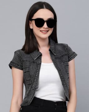 Washed Open-Front Shrug