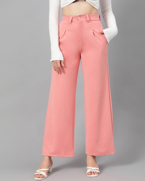 High Rise Side-Zip Slim Trousers Pink Blush | L.O.S Collection