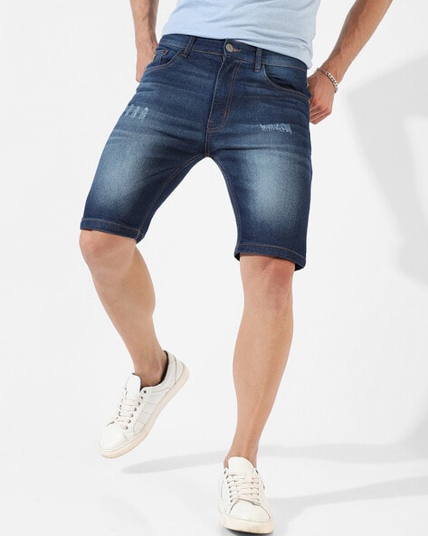 Mens pleated denim on sale shorts