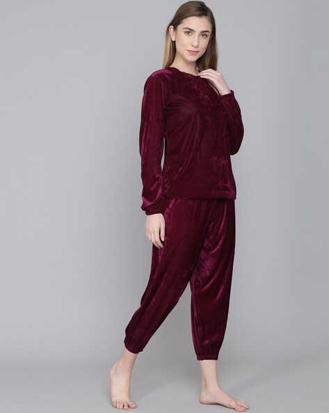 Velvet pyjama set hot sale