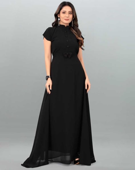 High collar long outlet dress