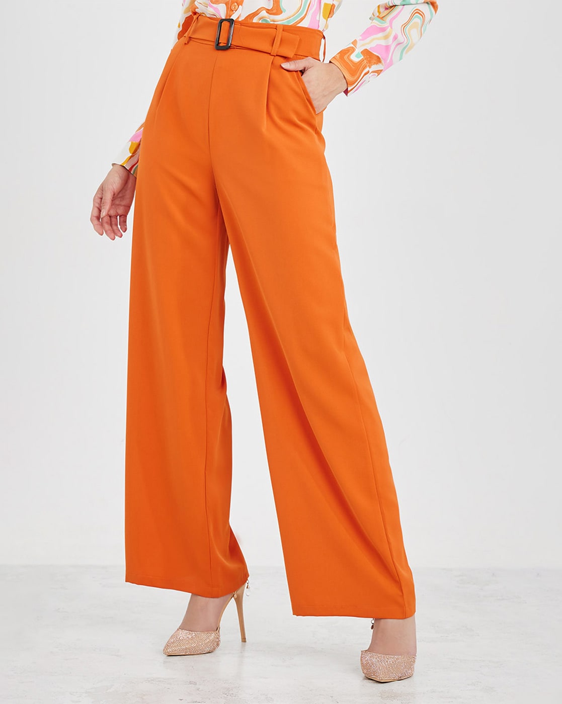 Orange Double Cloth Wide Leg Trousers  Women  George at ASDA