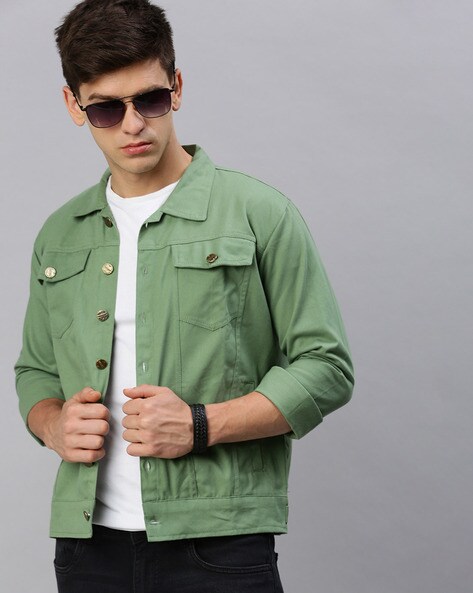 Green button hotsell up jacket