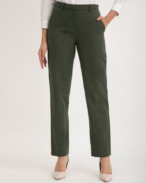 Buy Olive Wide Leg Formal Pants Online | FableStreet