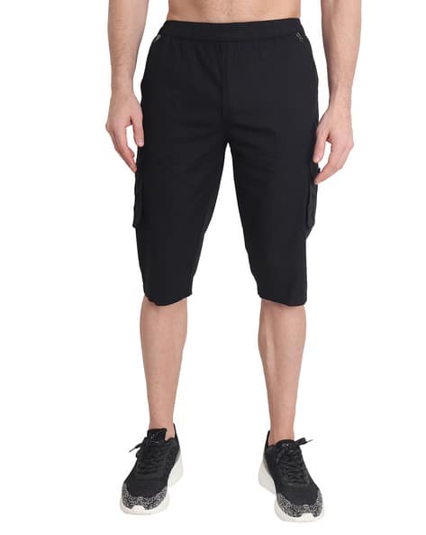 Flat-Front Cargo Shorts with Elasticated Waistband
