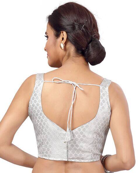 silver backless blouse