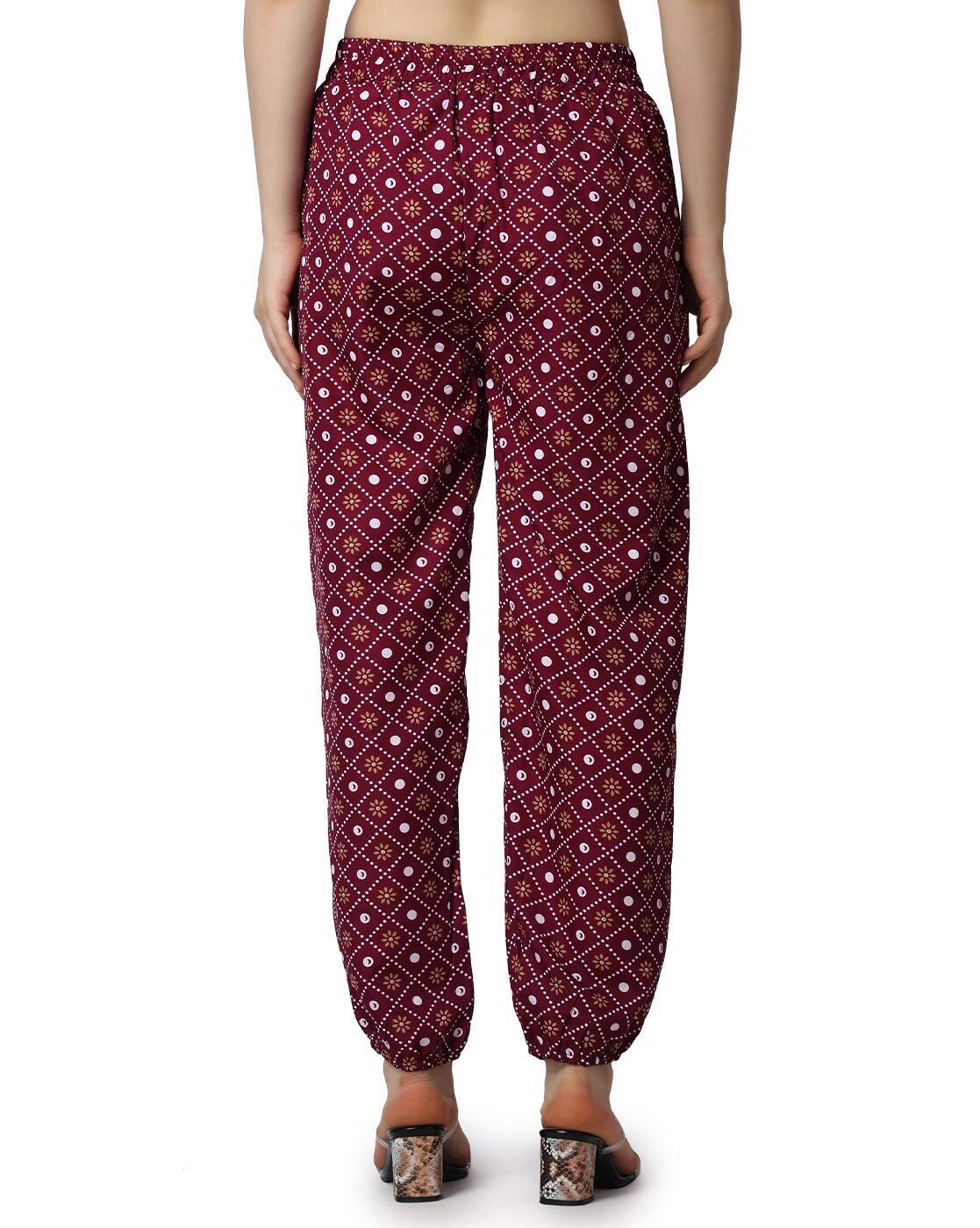 Buy Maniac Womens Solid Polyester Maroon Loose Fit Trouser at