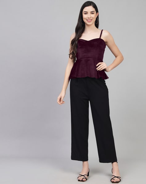 TIWA BURGUNDY PEPLUM Top 