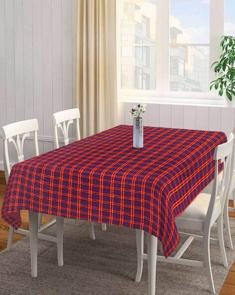 KLOTTHE Checked Cotton 6-Seater Table Cover