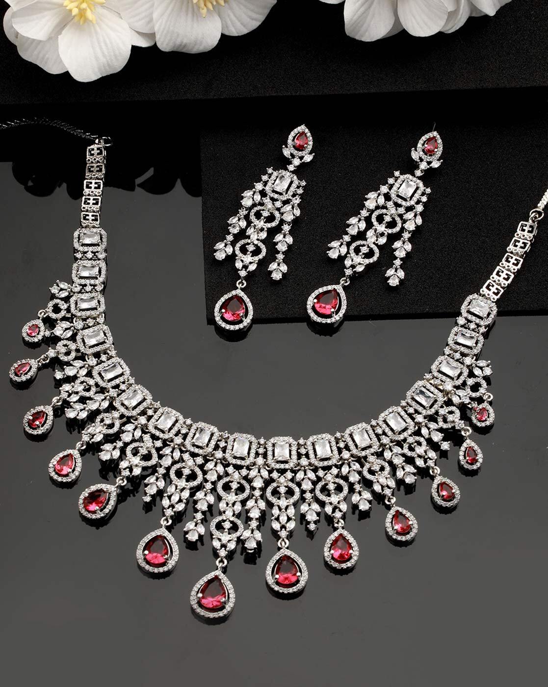 High Quality Ruby Red Cz Diamond Choker Necklace Set Ruby Diamond Set  Pakistani Indian Necklace Bridal Red Set Hollywood Jewelry Set Punjab - Etsy