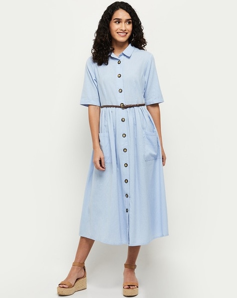 Ladies Collared Denim Dress – Modest Necessities