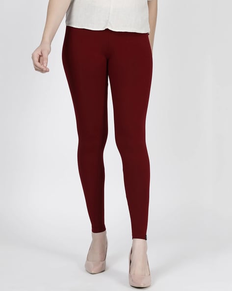 Buy Mustard Maroon Regular Fit Leggings for Women Online @ Tata CLiQ