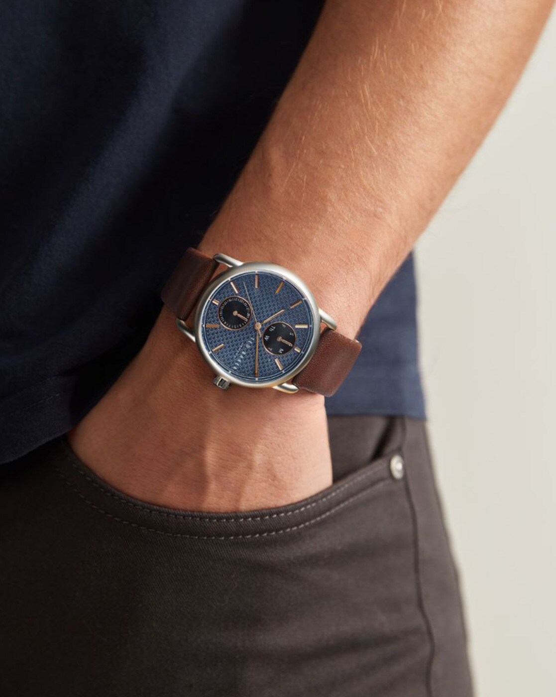 Ted Baker Relógio masculino azul ecológico com pulseira de couro (modelo:  BKPPGS3049I), Azul
