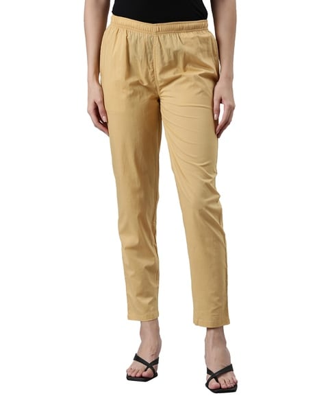 GO COLORS Regular Fit Women Khaki Trousers - Buy GO COLORS Regular